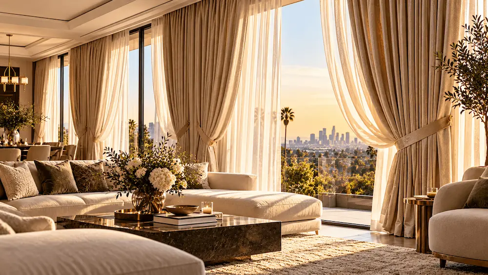 custom drapery in a modern Los Angeles
